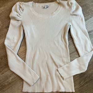 Fashion Nova Light Beige Ribbed Knit Top
